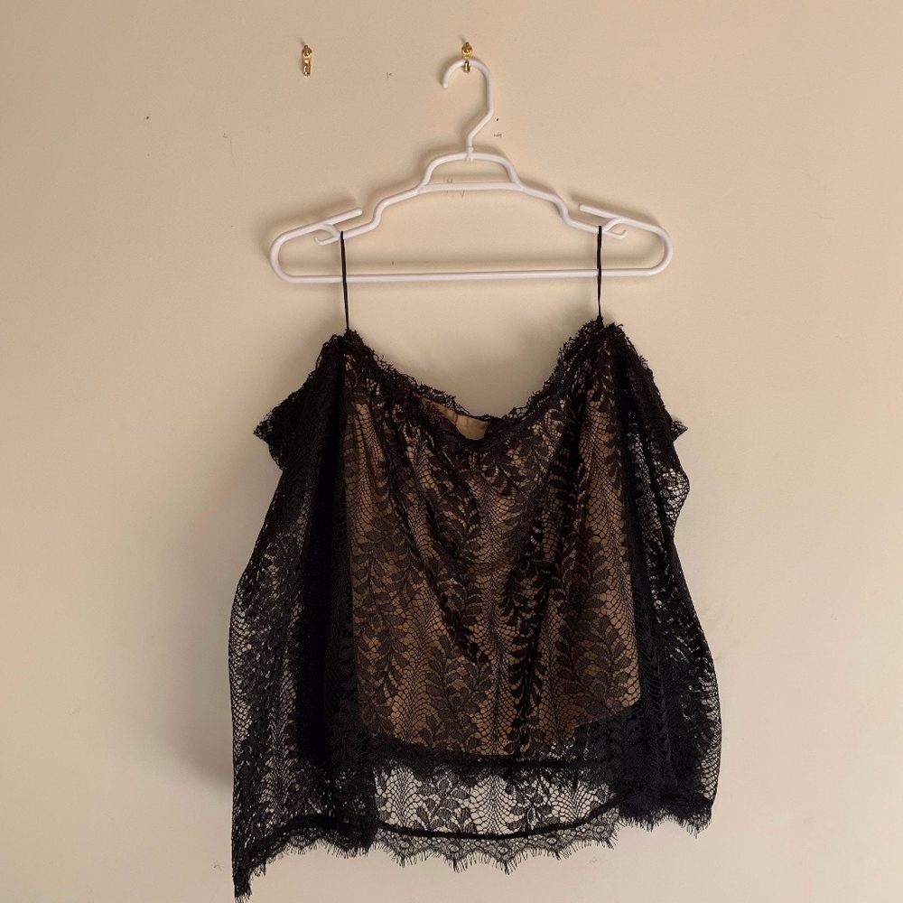 Black Lace Long-sleeve off the Shoulder Top